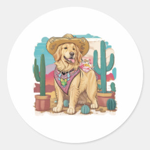 Golden Retriever blijf overal koel Ronde Sticker