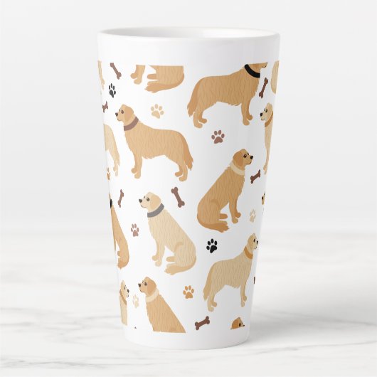Golden Retriever Bones and Paws Latte Mug (Devant)