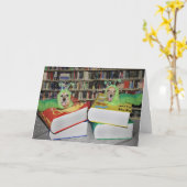 Golden Retriever Bookworm Kaart (Gele Bloem)