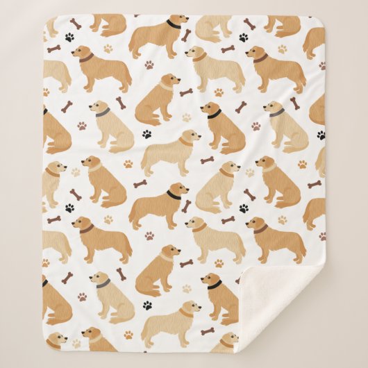 Golden Retriever Botten en Paws Sherpa Blanket Sherpa Deken (Voorkant)