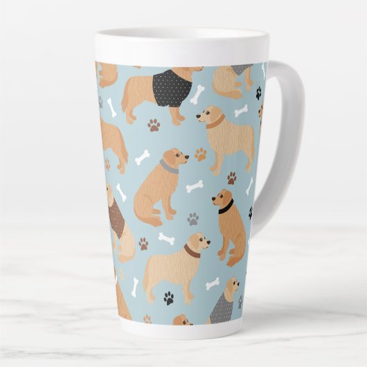Golden Retriever Botten en pokken Latte Mok (Rechterhoek)