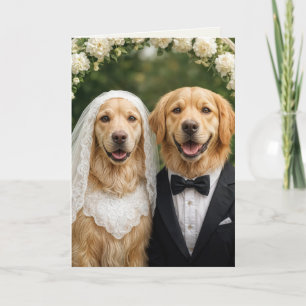 Golden Retriever bruid en bruidegom gefeliciteerd Kaart
