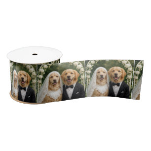 Golden Retriever Bruid en Bruidegom Portret Lint