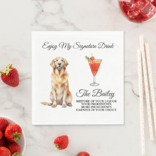 Golden Retriever bruiloft handtekening Drink serve Servet