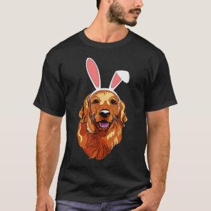 Golden Retriever Bunny Ears Happy Easter T-shirt