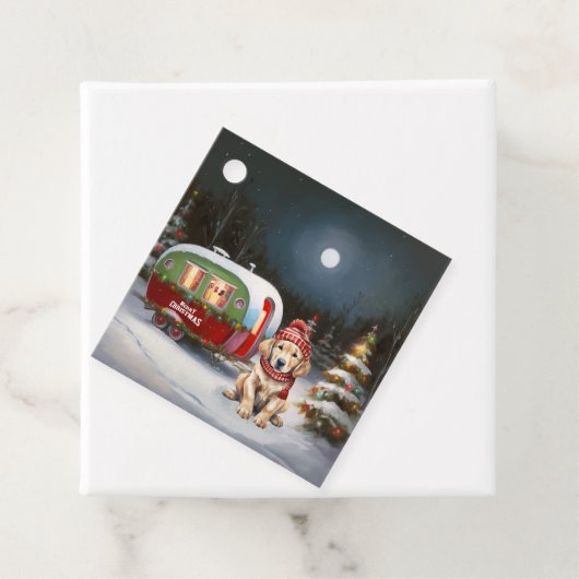 Golden Retriever Caravan Kerstavontuur Bedankjes Labels (In situ)