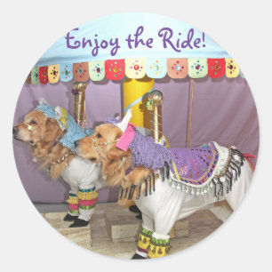 Golden Retriever Carousel Horses Ronde Sticker