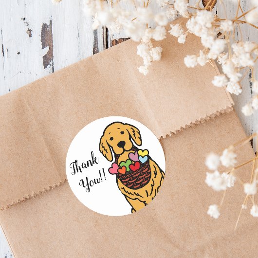 Golden Retriever Cartoon Dank u Ronde Sticker
