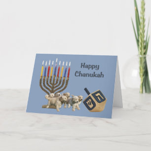 Golden Retriever Chanoeka Kaart Menorah Dreidel4