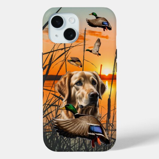 Golden Retriever Chasse au canard iPhone Coque dur (Verso)