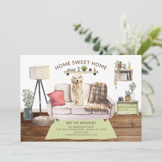 Golden Retriever Chien Faire-part de déplacement (Debout devant)