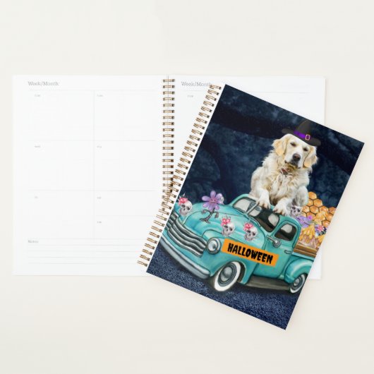 Golden Retriever Chien Halloween Camion Effrayant (Devant avec enveloppe)