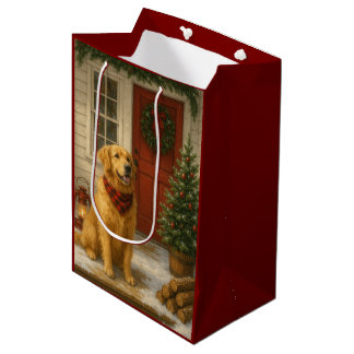 Golden Retriever Christmas Card Medium Cadeauzakje