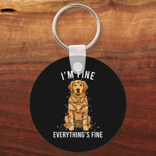 Golden Retriever Christmas I'm Fine Everything Is Sleutelhanger (Voorkant)