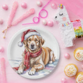 Golden Retriever Christmas Paper Plate Papieren Bordje (Feest)