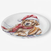 Golden Retriever Christmas Paper Plate Papieren Bordje (Gekanteld)