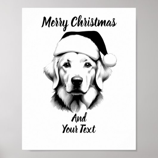 Golden Retriever Christmas Poster Instant Download (Devant)