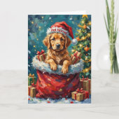 Golden Retriever Christmas Santa Bag Adventure Kaart (Voorkant)