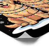 Golden Retriever Christmas Santa Hat Reindeer Ligh Poster (Hoek)