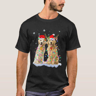 Golden Retriever Christmas Santa Hat Reindeer Ligh T-shirt