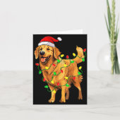 Golden Retriever Christmas Santa Hat Tree Lights P Kaart (Voorkant)