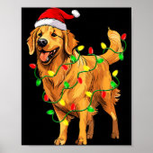Golden Retriever Christmas Santa Hat Tree Lights P Poster (Voorkant)