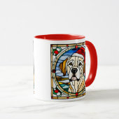 Golden Retriever Christmas Stained Glass Mug (Devant droit)