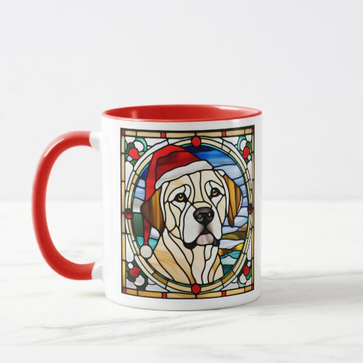 Golden Retriever Christmas Stained Glass Mug (Gauche)