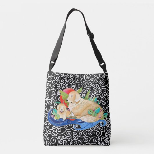 Golden Retriever Cross body of Canvas tas (Achterkant)
