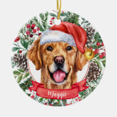Golden Retriever Custom Dog kerstversiering Keramisch Ornament (Voorkant)