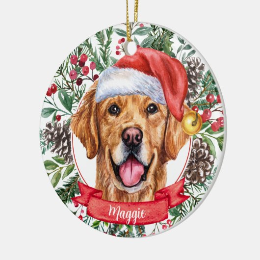 Golden Retriever Custom Dog kerstversiering Keramisch Ornament (Links)