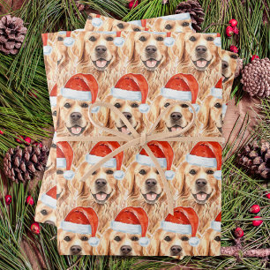 Golden Retriever Cute Santa Dog kerstfeestdag Inpakpapier Vel