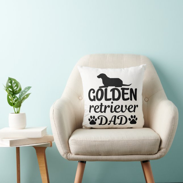 Golden Retriever Dad Funny Basic T-Shirt Kussen (Stoel)