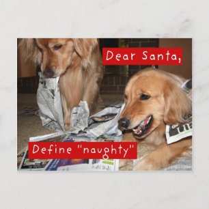 Golden Retriever Define Naughty Christmas Feestdagenkaart