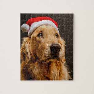 Golden Retriever die zich voor zijn kerstfeest inz Legpuzzel