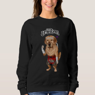 Golden Retriever Dog als Muay Thai Kick Boxing Cha Trui