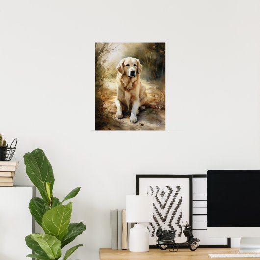 Golden Retriever Dog Art Imprimer Poster (Bureau à domicile)