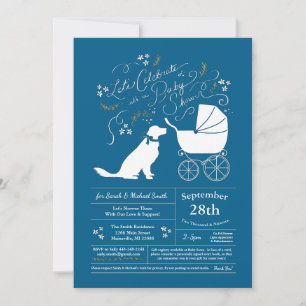 Golden Retriever Dog Baby shower Blauw Kaart