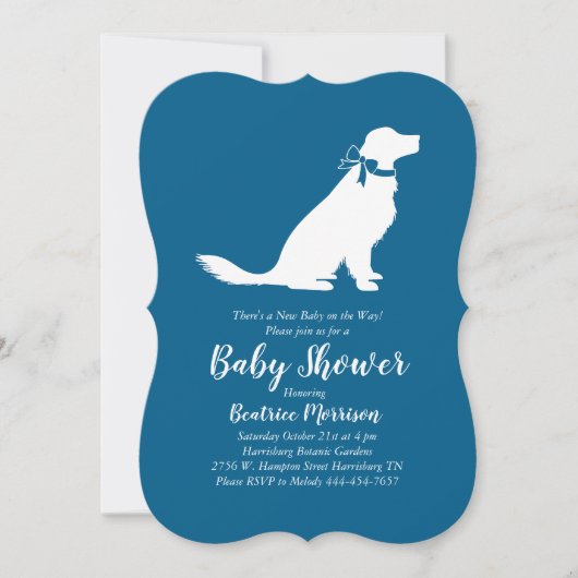 Golden Retriever Dog Baby shower Frans Blauw Jonge Kaart (Voorkant)