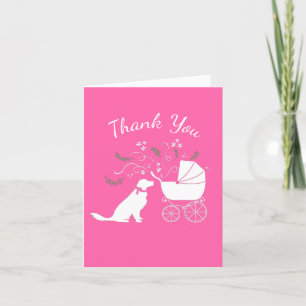 Golden Retriever Dog Baby shower roze meisje Bedankkaart