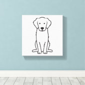 Golden Retriever Dog Cartoon Canvas Afdruk (Insitu (Houten vloer))