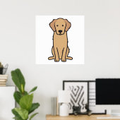 Golden Retriever Dog Cartoon Poster (Thuiskantoor)
