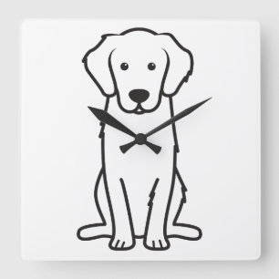 Golden Retriever Dog Cartoon Vierkante Klok