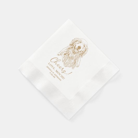 Golden Retriever Dog Cheers Aangepaste Cocktail se Servet (Hoek)