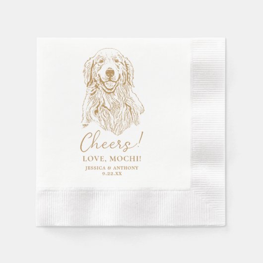 Golden Retriever Dog Cheers Aangepaste Cocktail se Servet (Voorkant)