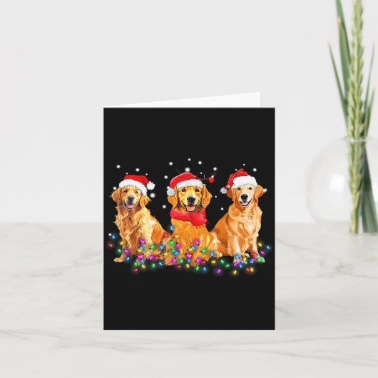 Golden Retriever Dog Christmas Lights Cute Matchin Kaart (Voorkant)