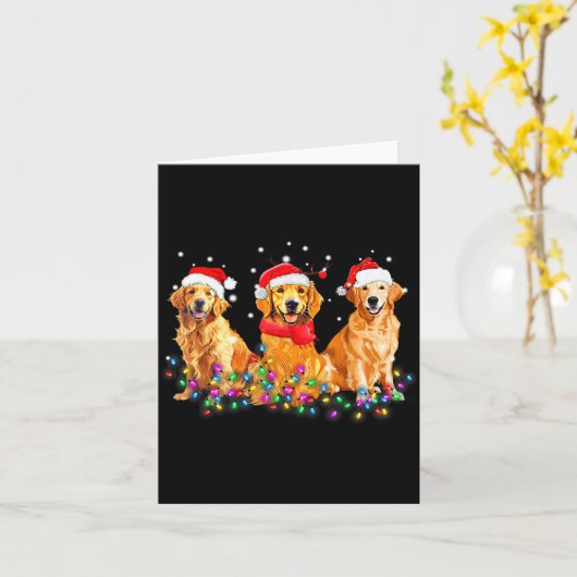 Golden Retriever Dog Christmas Lights Cute Matchin Kaart (Gele Bloem)