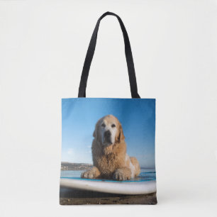 Golden Retriever Dog die op een pedaalbord leest Draagtas