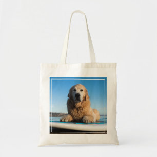 Golden Retriever Dog die op een pedaalbord leest Tote Bag
