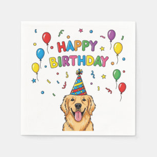 Golden Retriever Dog Doodle Happy Birthday Servet